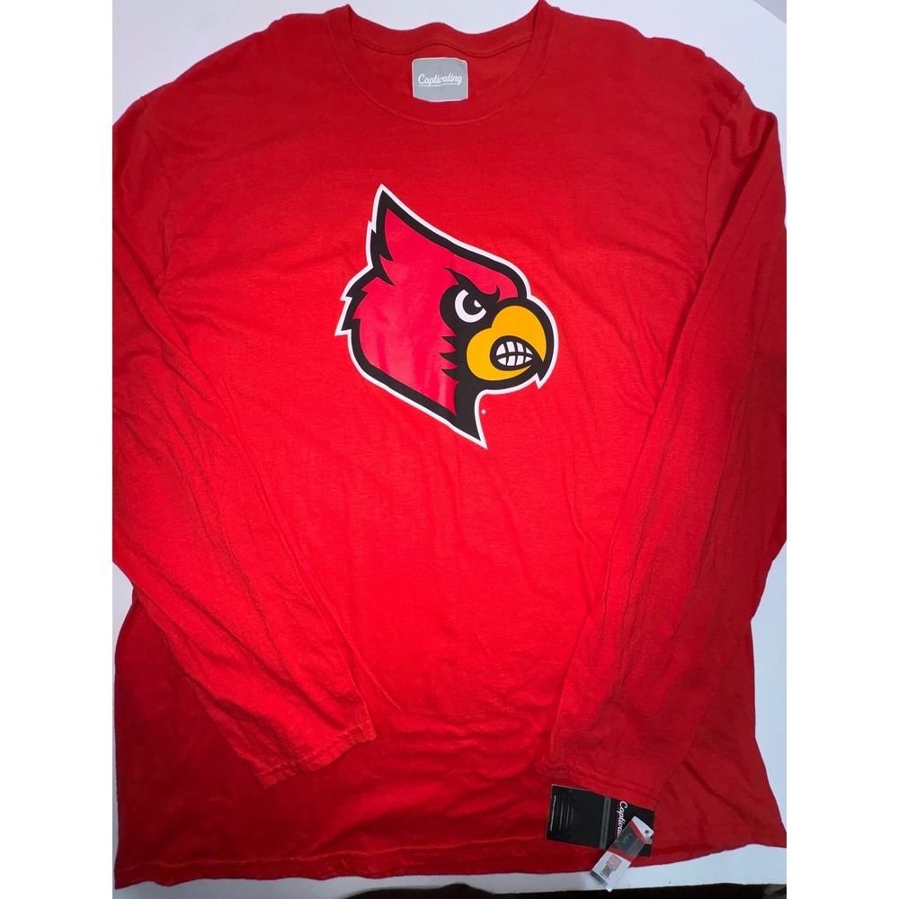 Captivating Louisville Cardinals Mens 2XL Long Sleeve Graphic T-Shirt Red NWT